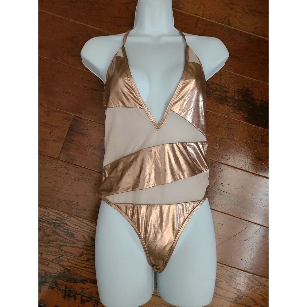 Lovers + Friends Starlight One Piece Shiney Swim Beach M NWT $158